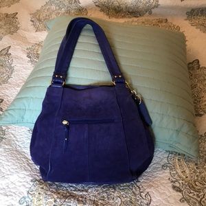 Royal blue suede shoulder bag